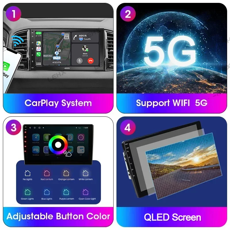 LEHX L7 Plus 7/9/10'' 2Din Android 14 Carplay autoRadio Car Radio