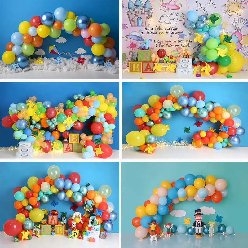 

Back To School Science Party Backdrops Children Kids Birthday Photography Cake Smash Balloons Background Photo Shoot Studio