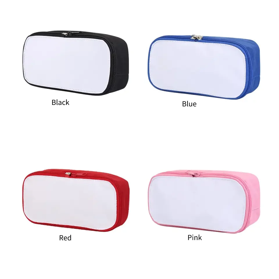 Sublimation Blank Pencil Case Promotional Canvas Bag Portable Zipper Student Pen Bags For Heat Transfer Print Logo Photo
