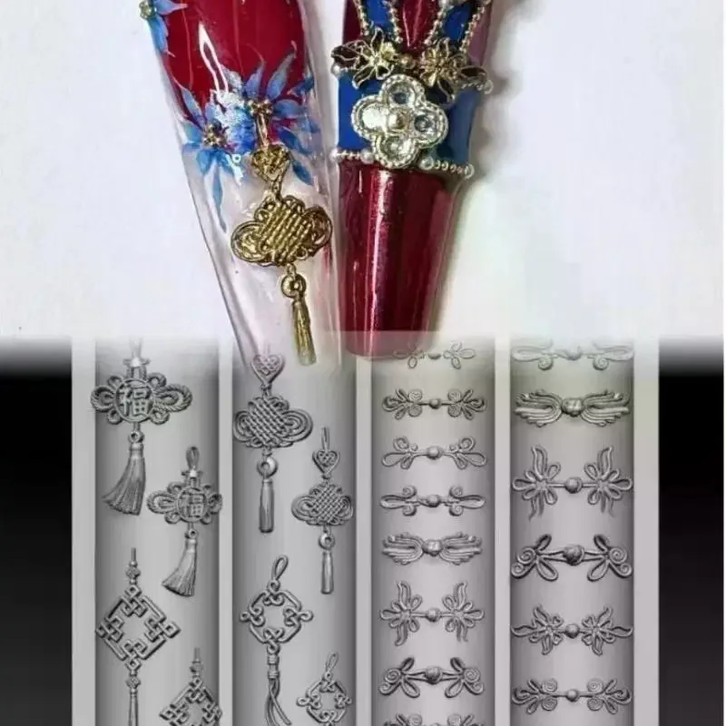 3D Transparent Silicone Nail Molds - Butterfly Flower Bow Bead Chain Templates, DIY Sweet Nail Art Decor Manicure Design Tools