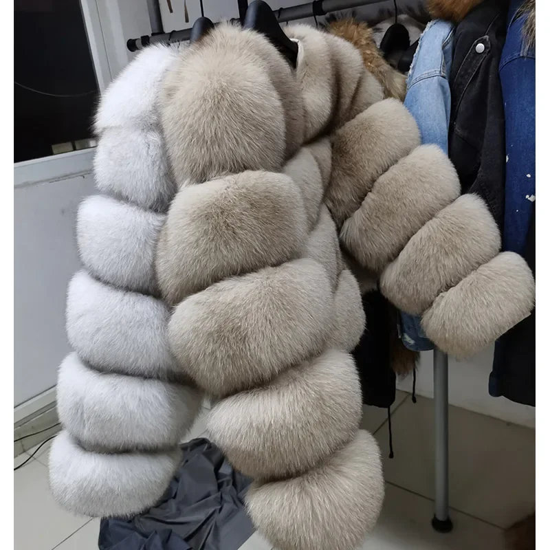 MAOMAOKONG 2024 Natural Real Fox Fur Coat Women Winter Long Sleeve Luxury Raccoon Fur Jackets Thick Top Female Furry Coat Vest images - 6