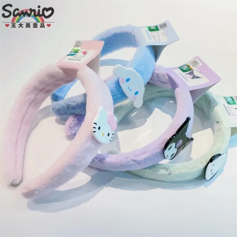 

Kawaii Sanrio Anime Hello Kitty Cinnamoroll Pachacco Kuromi Plush Headband DIY 3D Hair Accessories Kids Party Christmas Present