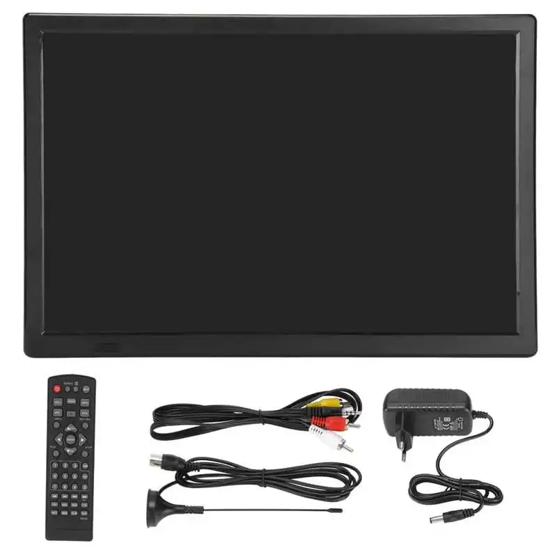 Portable 16in Digital TV 1080P LED Television Support FM Radio with Stand EU Plug 100-240V