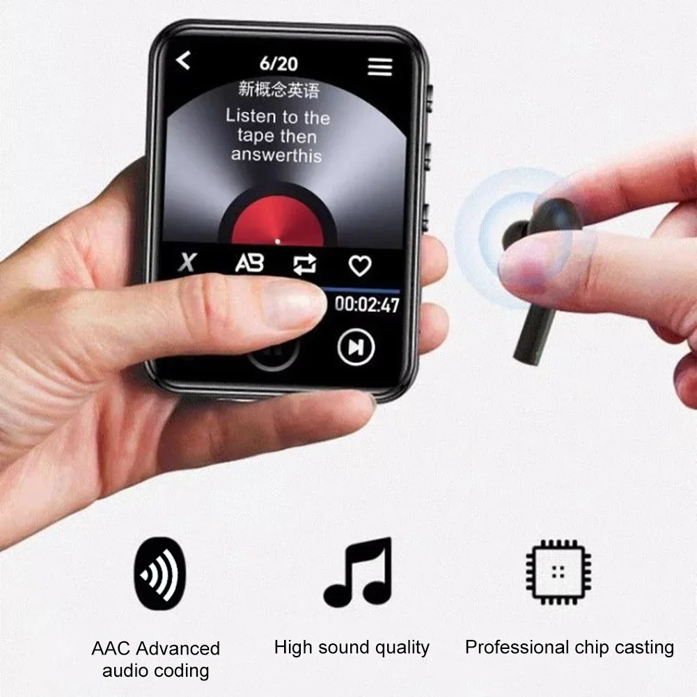 Portable MP3 Player Bluetooth 5.0 Music Stereo Speaker Mini MP4 Video Playback With LED Screen FM Radio Recording For Walkman