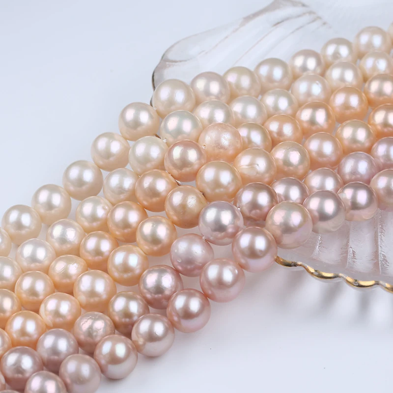 

18cm 9-11mm AA natural white pink purple color real freshwater edison pearls beads strand