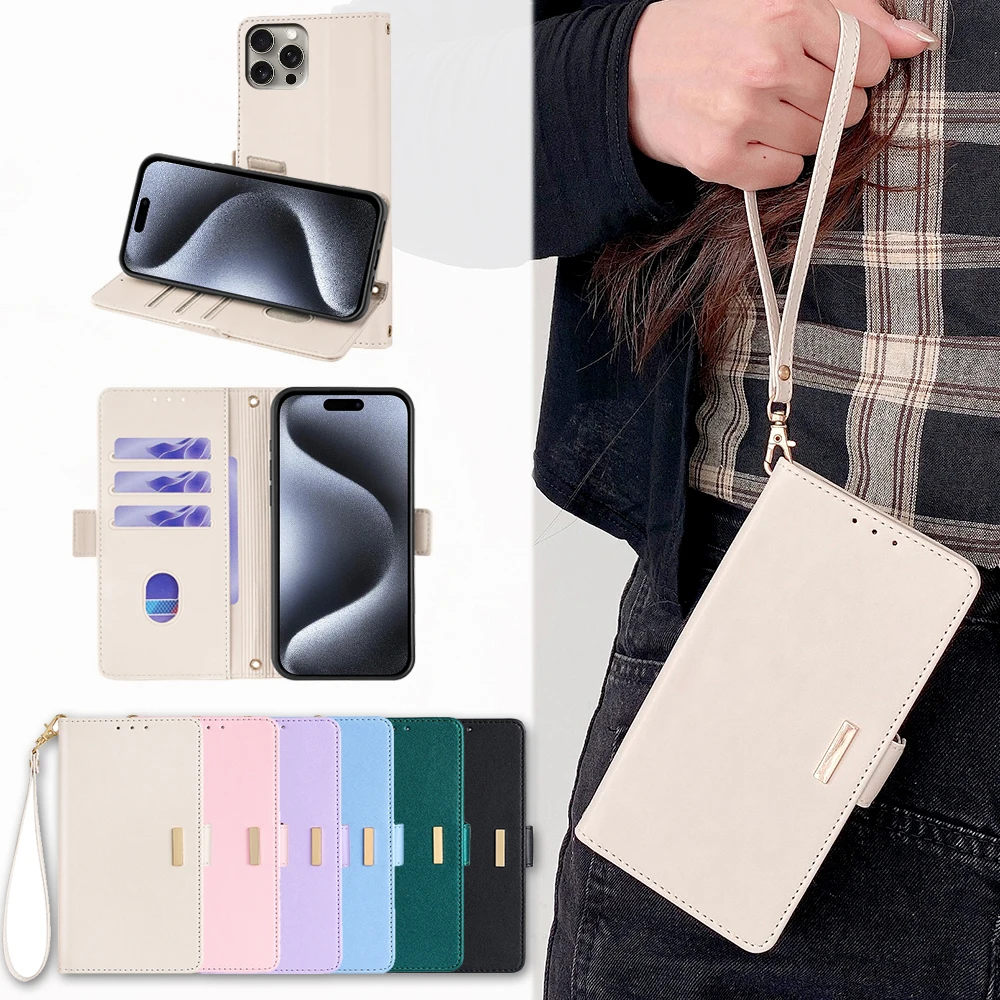 Elegant Leather Flip Cover with Magnet Buckle and RFID Protection