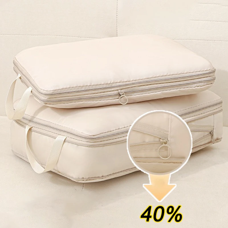4Pcs/Set Travel Storage Bag Travel Compression Bag Luggage Organizer Zipper Pouch Packing Cubes For Business Trip Unisex