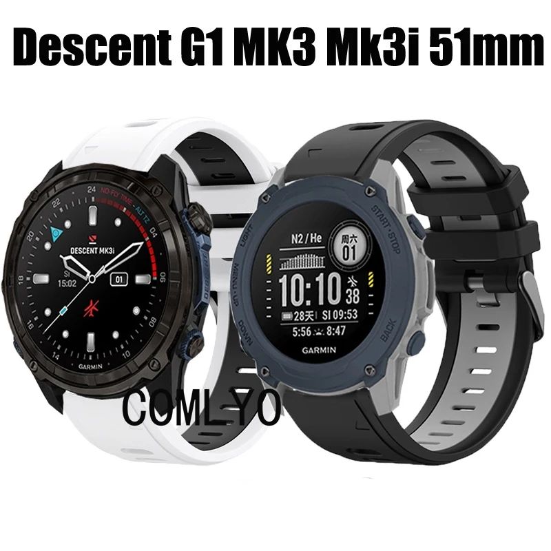 Cinturino Per Garmin Descent G1 Solar Mk3I 51Mm Cinturino In Silicone Smart Watch Polsino Easyfit A Sgancio Rapido