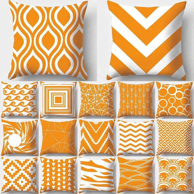 

Orange Geometric Pattern Decorative Cushions Pillowcase Polyester Cushion Cover Throw Pillow Sofa Decoration Pillowcover 40923