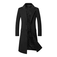 New Winter Men Suit Collar Business Casual Overcoats Cashmere Woolen Blends Man Fleece Warm Trench Coats Quality Man Long Jacket