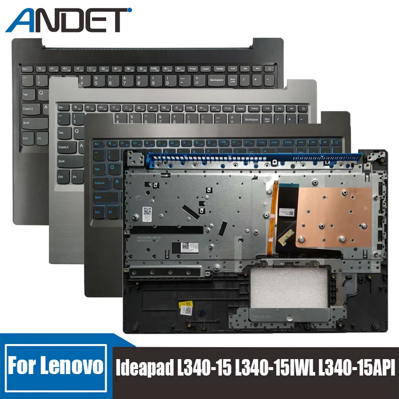 

New For Lenovo Ideapad L340-15 L340-15IWL L340-15API Laptop US Palmrest Upper Case Keyboard Bezel Top Cover Blue With Backlight