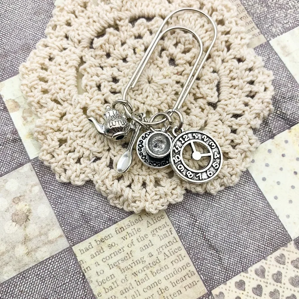 Vintage Siver Teatime Paper Clips Cute Bookmark Ins Style Book Decoration Notebook Planner Accessories paper clips,mini bookmark