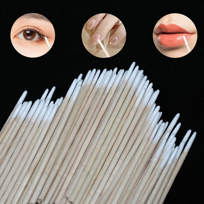300Pcs Nails Wood Cotton Swab Clean Sticks Nail Polish Remover Art