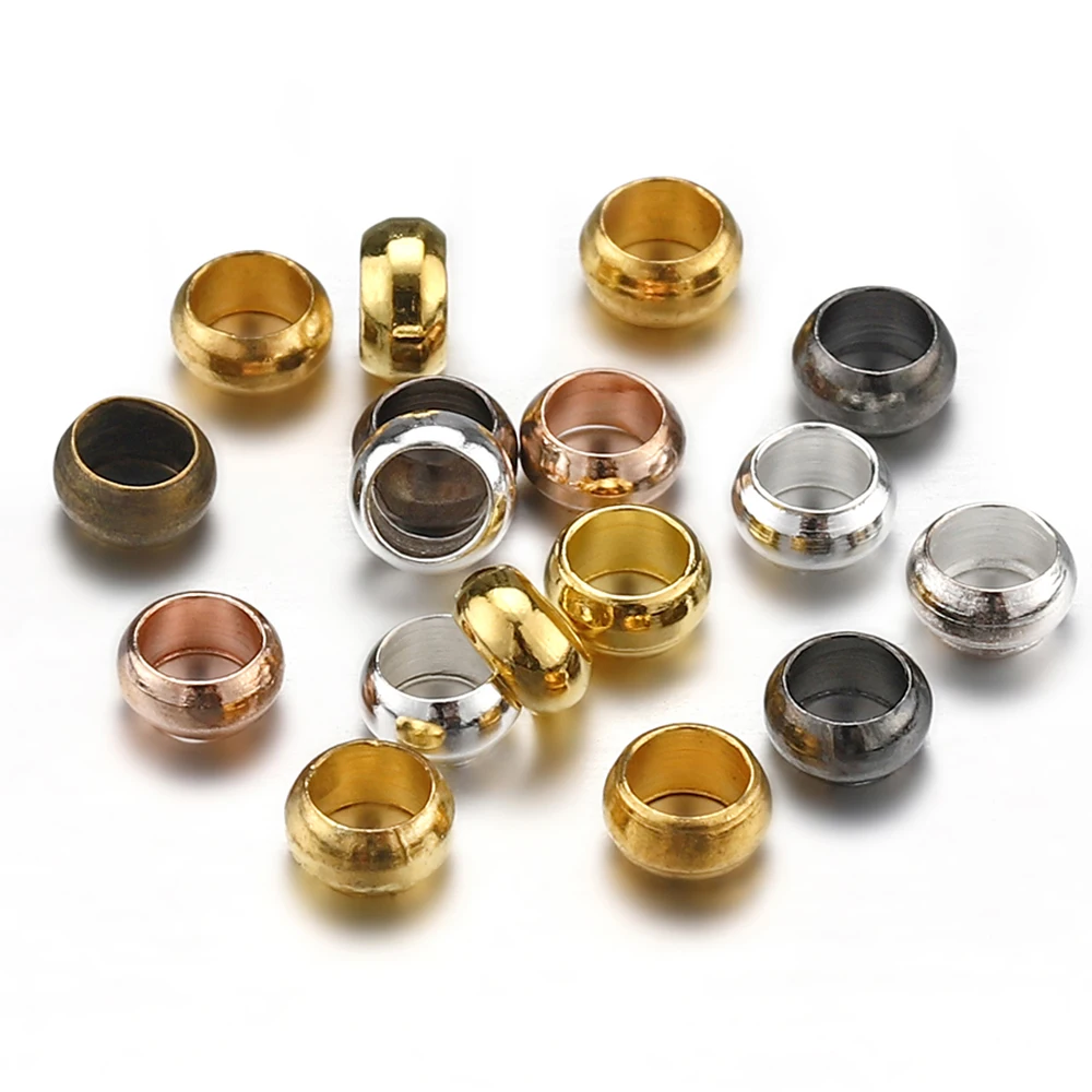 Perles d'espacement à grand trou en cuivre pur, 100 pièces/lot