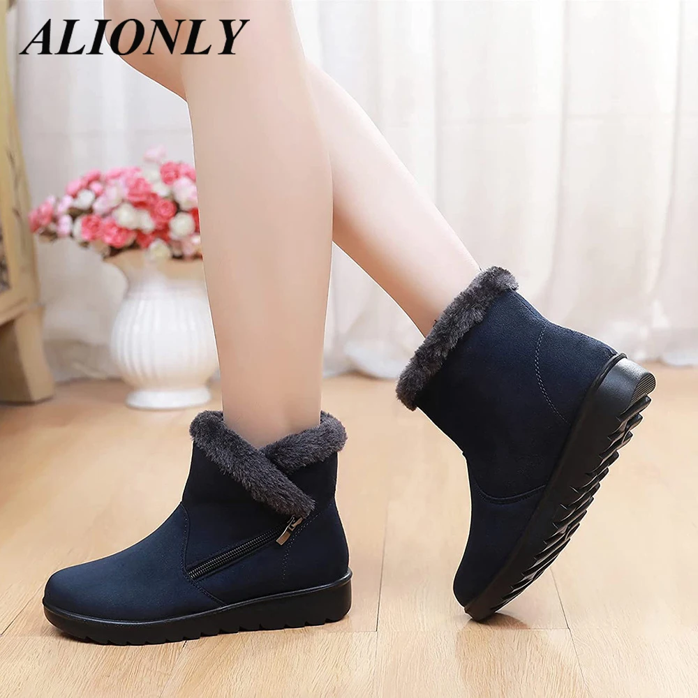 

Ботинки Alionly женские нескользящие Водонепроницаемые зимние ботинки обувь на платформе для женщин Теплые ботильоны обувь с хлопковой подкладкой