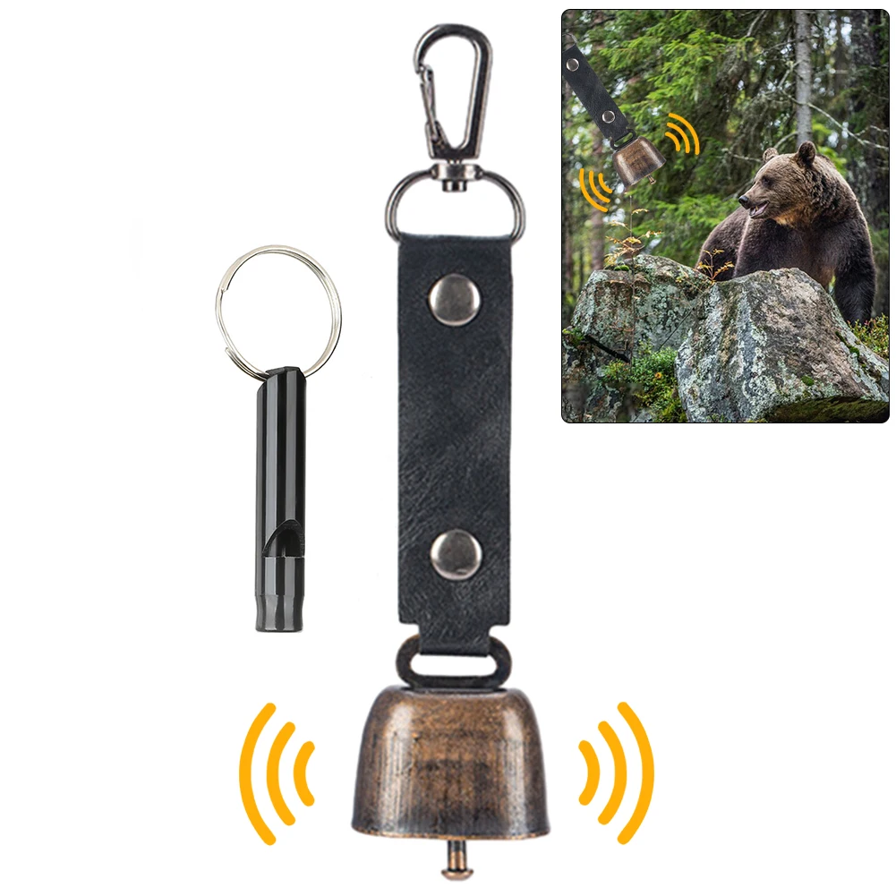 Loud Bear Bell with Emergency Whistle Set with Magnetic Silencer Bear Repelling Bell Hanging for Deterrent