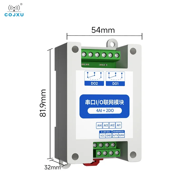 RS485 ModBus Serial Port  I/O Network Module RS485 4AI+2DO DC 8-28V Support PLC/Touch Display IoT MA01-XACX0420