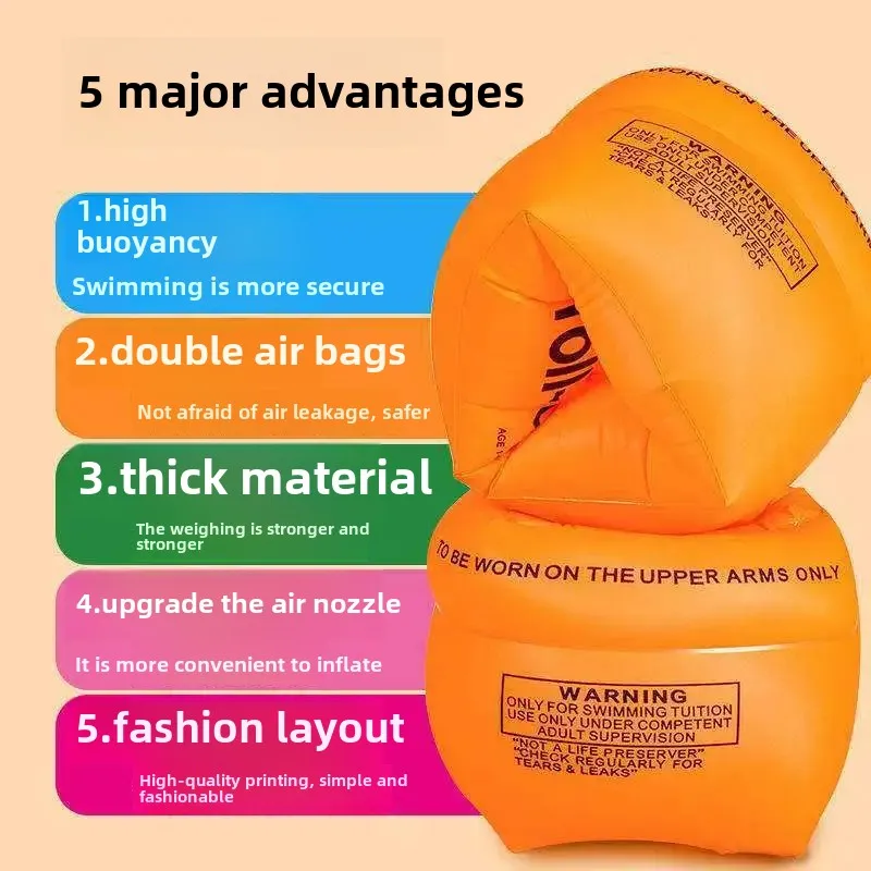 Thickened Swimming Arm Ring for Children Large Floatation Upgraded Air Mouth Float Sleeve Life Saving Circle Sports Entertainmen