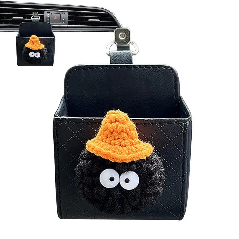 

Car Air Outlet Storage Organizer Hangable Storage Bag & Phone Holder Auto Mobile Phone Holder Pouch Car PU Leather Storage