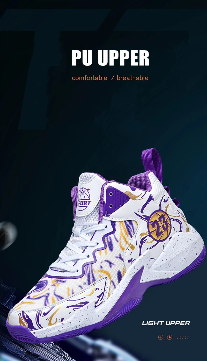 Description Picture 4 of item2024 Basketball Shoes for Men Sneakers New Boys Brand Thick Sole Non-slip Sports Shoes Tennis Basketball Trainer Shoes