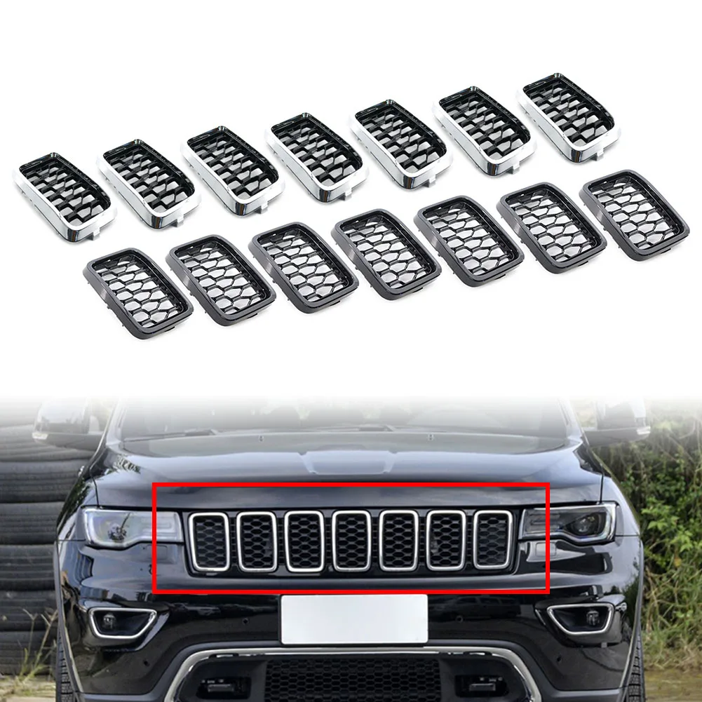 

7 шт. Передняя решетка автомобиля, сетка с сотовой вставкой, Накладка для Jeep Grand Cherokee 2017 2018 2019 2020 2021 68317863AA