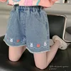 Girls Short Jeans 2025 Summer High Waist Pocket Loose Thin Denim Kids Girls Shorts Cartoon Versatile Children Girls Shorts 1