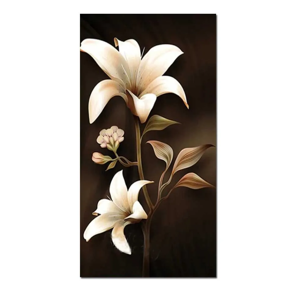 Large DIY Diamond Painting Black White Lily 5D Full Diamond Embroidery Mosaic Picture Cross Stitch Home Decor Handicraft Hobby