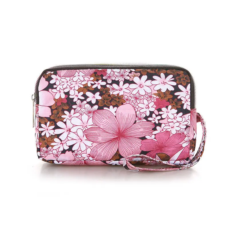 

Women Long Purse Hand Bag Fabric Printing Double Zipper