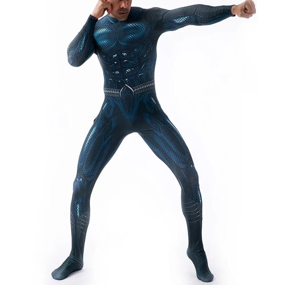 Halloween Aquaman 2 Costume Cosplay Supereroe Arthur Curry Orin Zentai Tuta Tute Bambini Adulti