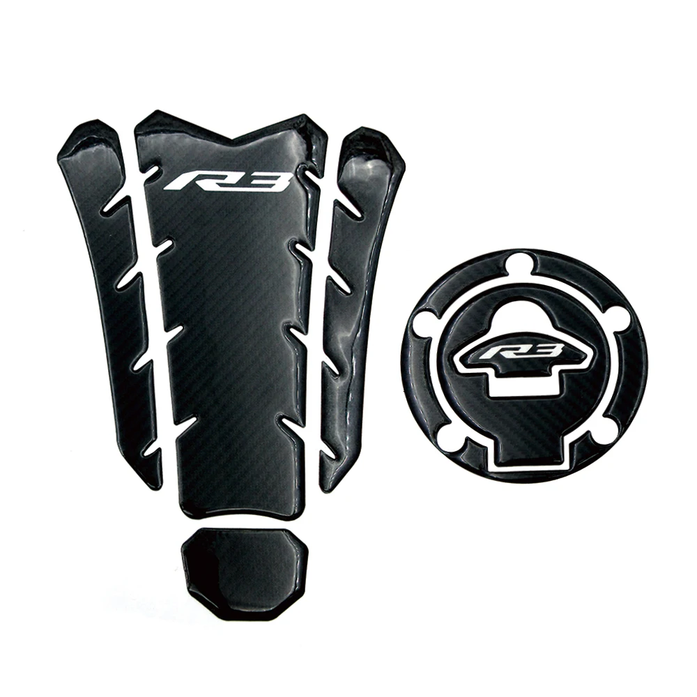 

Motorcycle Carbon Fiber Look Decals Fuel Gas Cap Cover Tank Protector Pad Stickers Accessories For Yamaha YZF R3 YZFR3 2014-2020