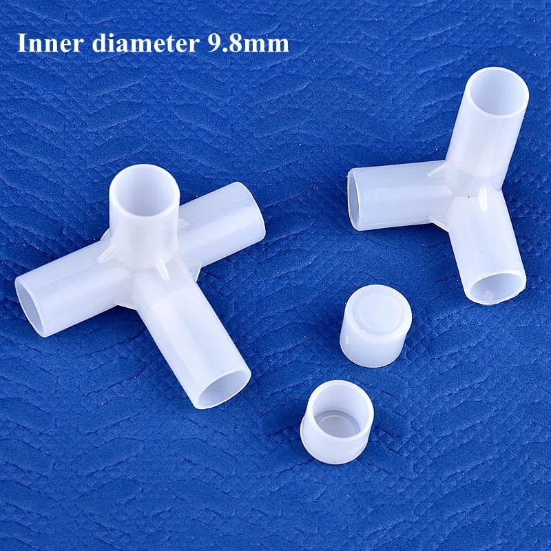 Description Picture 2 of item2-30Pcs Inner Dia 9.8mm Plant Support Connector Tee Four Way Joint Pipe Adapter Wardrobe Fittings Shelf DIY Yard & Garden Decors