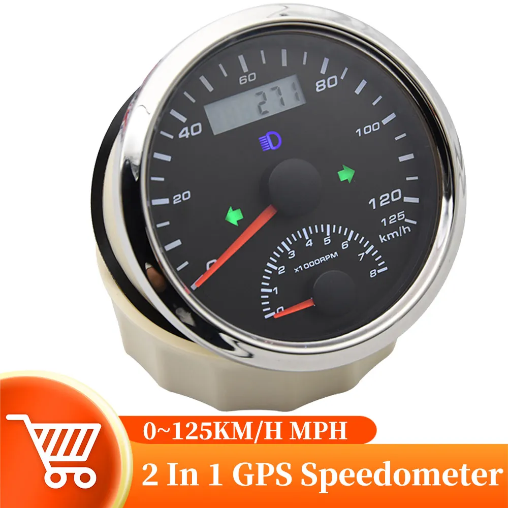 

New 85mm GPS Speedometer 125kmh 125MPH Waterproof Speed Gauge Digital Odometer For ATV UTV Motorcycle Marine Boat Meter 12V/24V