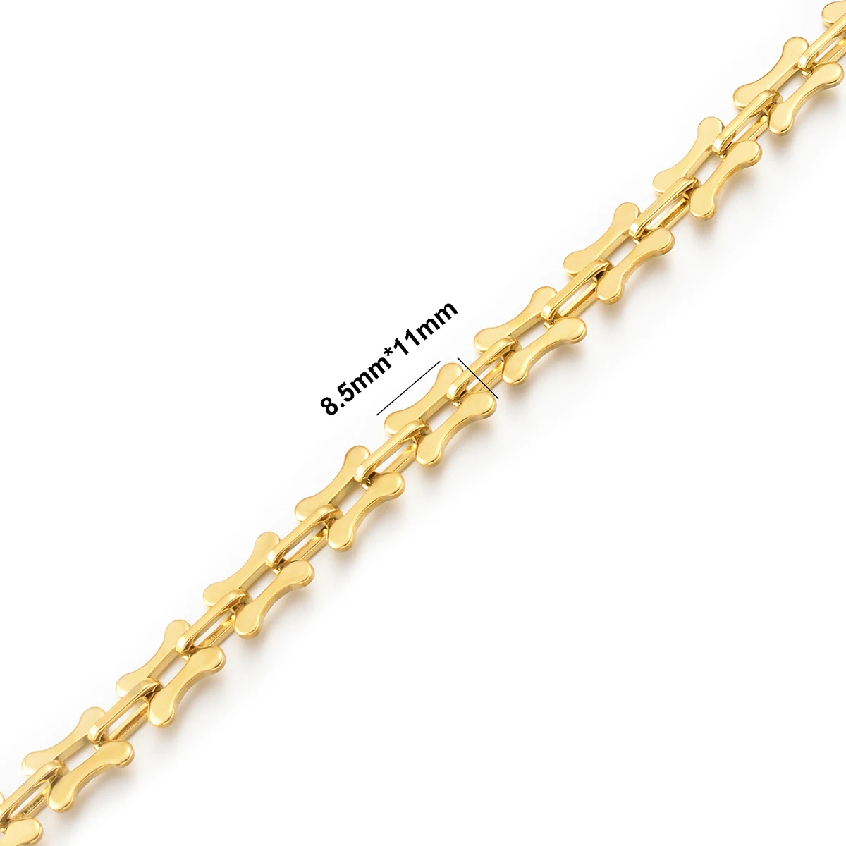 1 Stück Damen- und Herren-Armband, Halskette, Edelstahl, riesige handgefertigte quadratische Gliederkette in Knochenform, Schmuck, nicht allergisch – Detail 5