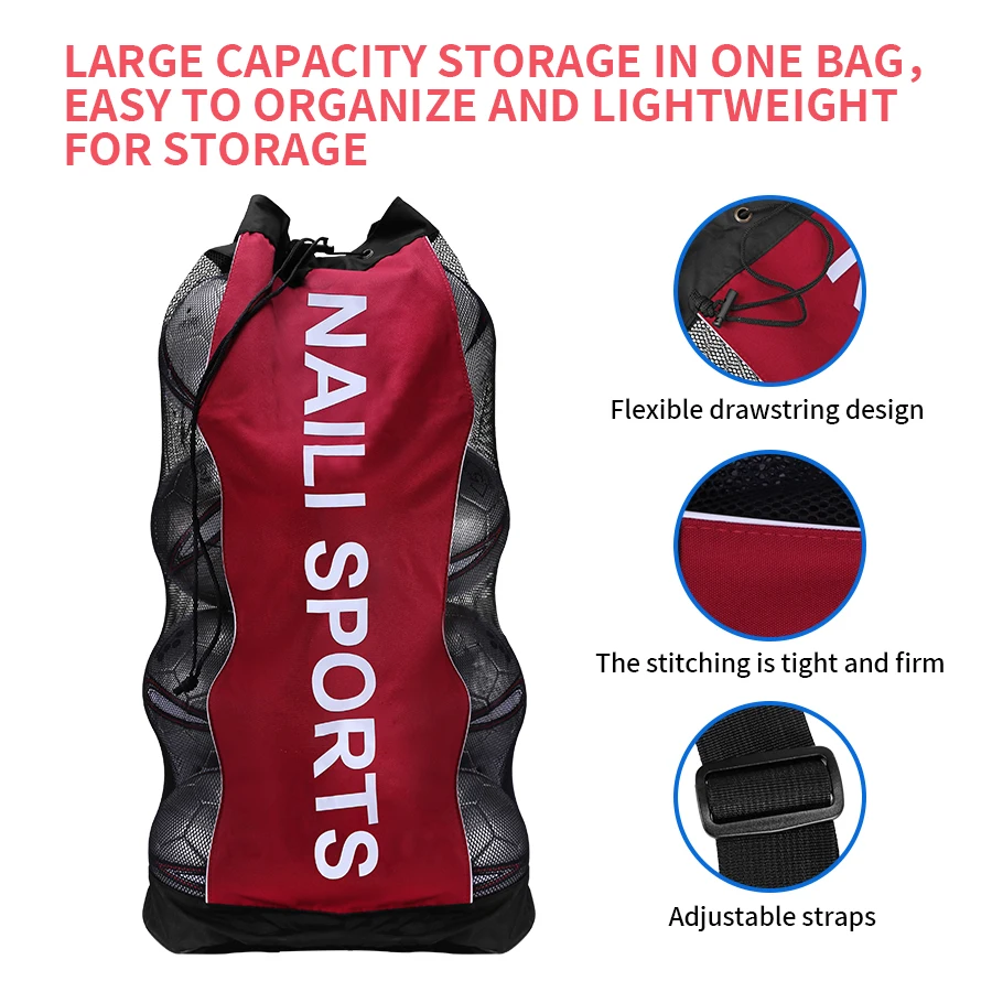 1pc Football Basketball Volleyball Storage Bag Large Ball Bag Large Capacity Mesh Pocket sports ball storage bag sports ball bag storage ball bag