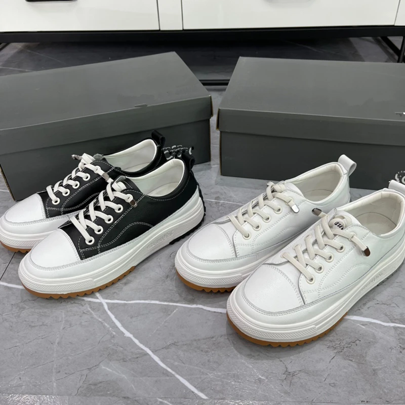 Withered Solid Color Simple Casual Sneaker Shoes Fashion Women's Shoes Girls Geuine Leather Soft Shoes Women