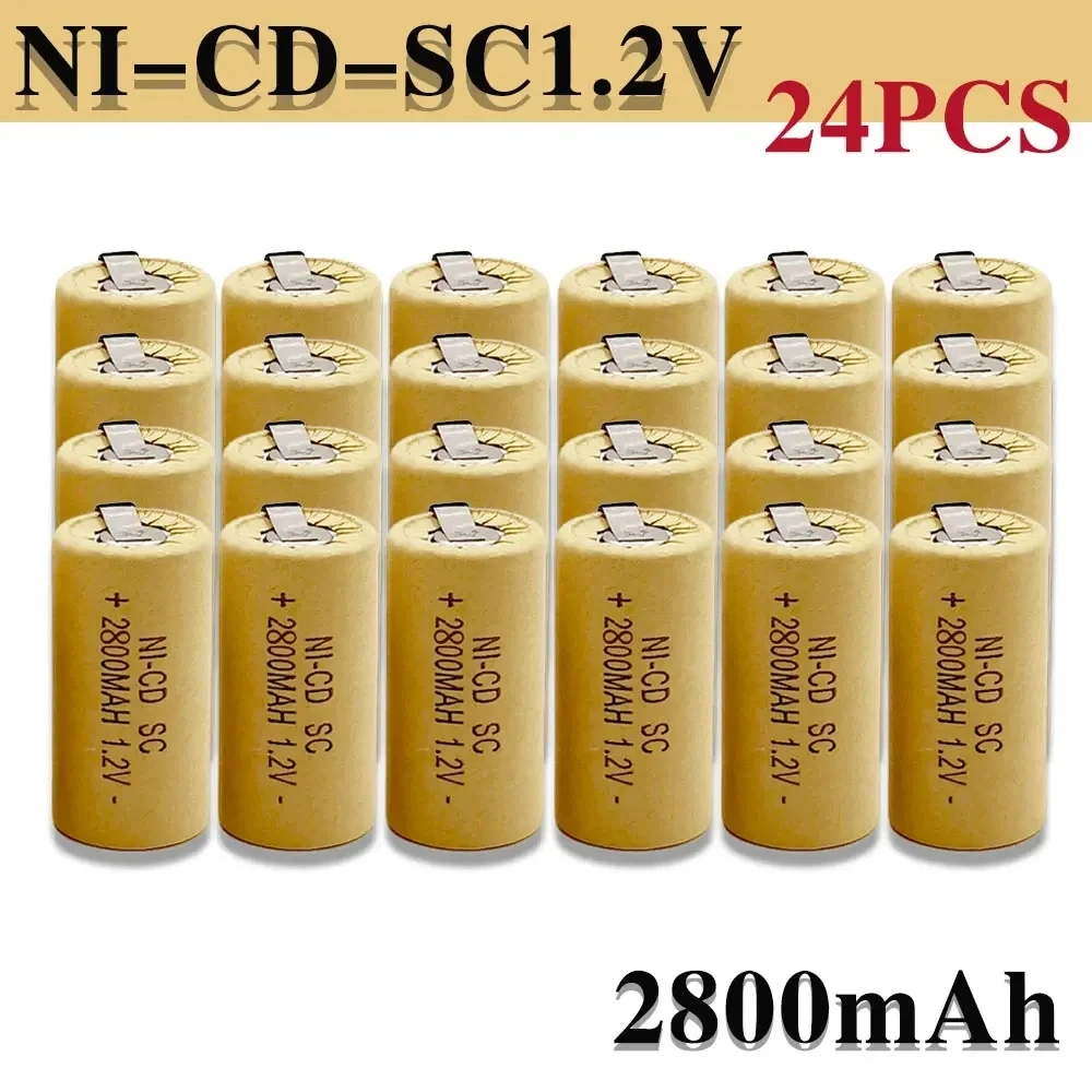 

2024-20pcs Screwdriver Electric Drill SC Batteries 1.2V 2200mA h/2800mAh SubC Ni-Cd Rechargeable Battey