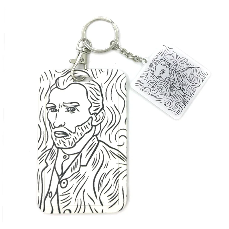 

Van Gogh Acrylic keychain Credit Card ID Holder Bag Student Women Travel Bank Bus Business Card Cover Badge Gift keychain holder