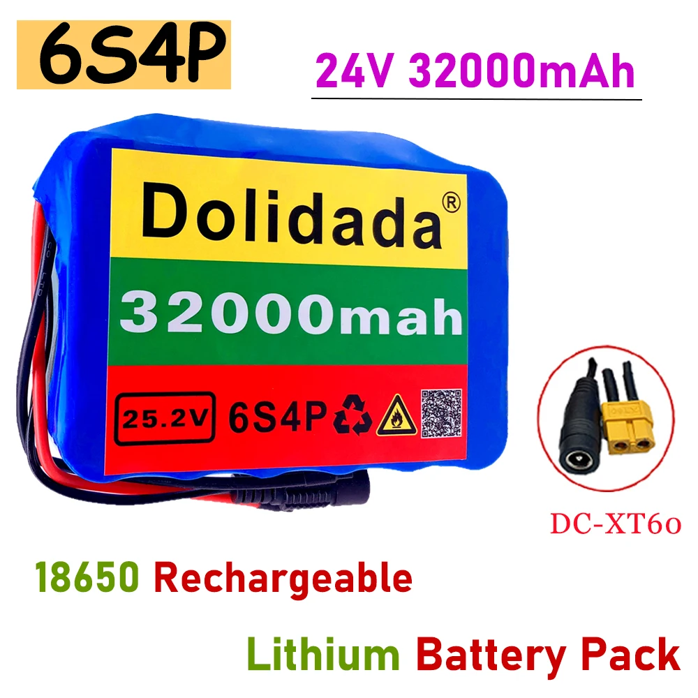 

18650 Li-ion Rechargeable Battery Pack 6S4P 24V 32Ah 32000mAh for Electric Bicycle Electric Scooter Electric Tool Spare Battery