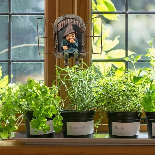 Elf Out Az Ajtófa Ölelő-Garden Dísz Fa Dekoráció Szobor Figurák Kerti Udvar Újszerű Kültéri Művészet-Fa Dekora I5A0 - Image 3