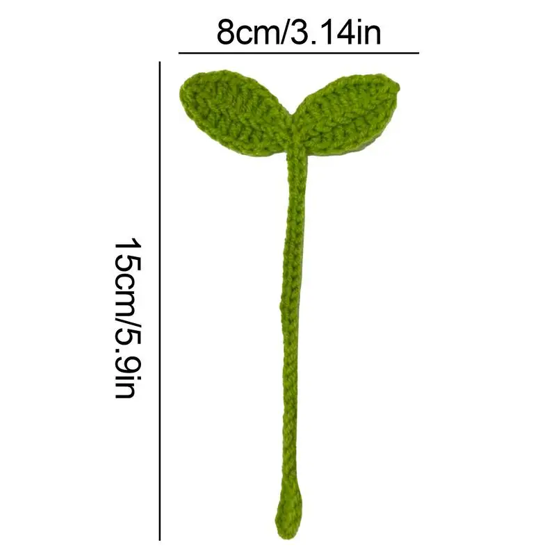 Knitted Crochet Leaf Sprout Data Cable Strap Handmade Knitted Green Leaf Bookmark Headphone Accessories D-IY Craft Gift knitting supplies