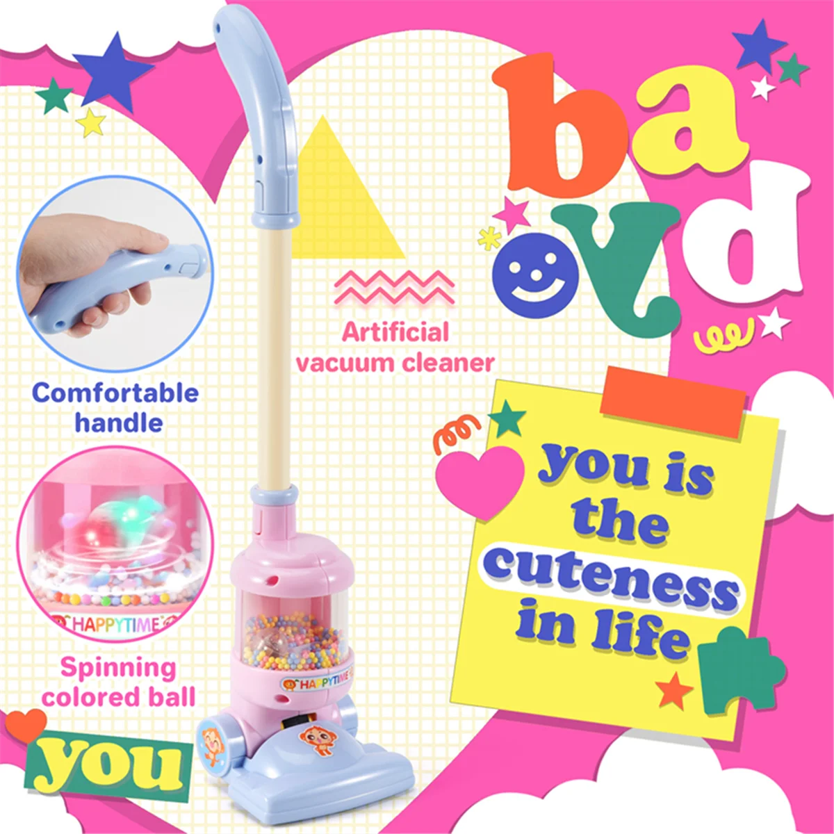 Children Electric Vacuum Cleaner Toy Simulation Vacuum Catcher Kids Pretend Cleaning Educational Toy Mini Vacuum, Blue 5