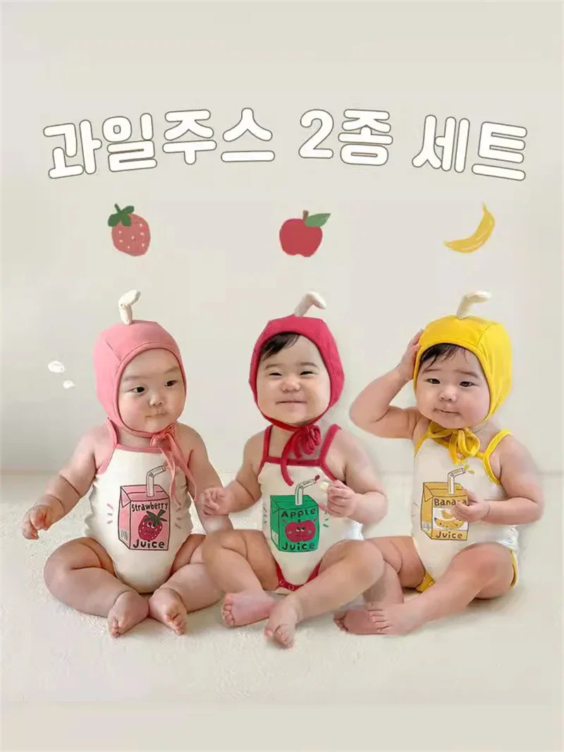 Korean Baby Clothes Funny Fruit Newborn Girl Boys Bodysuit Onesie Funny  Romper Clothing Sling Toddler Girls Suit Baby Jumpsuit - AliExpress, image size:800x1066