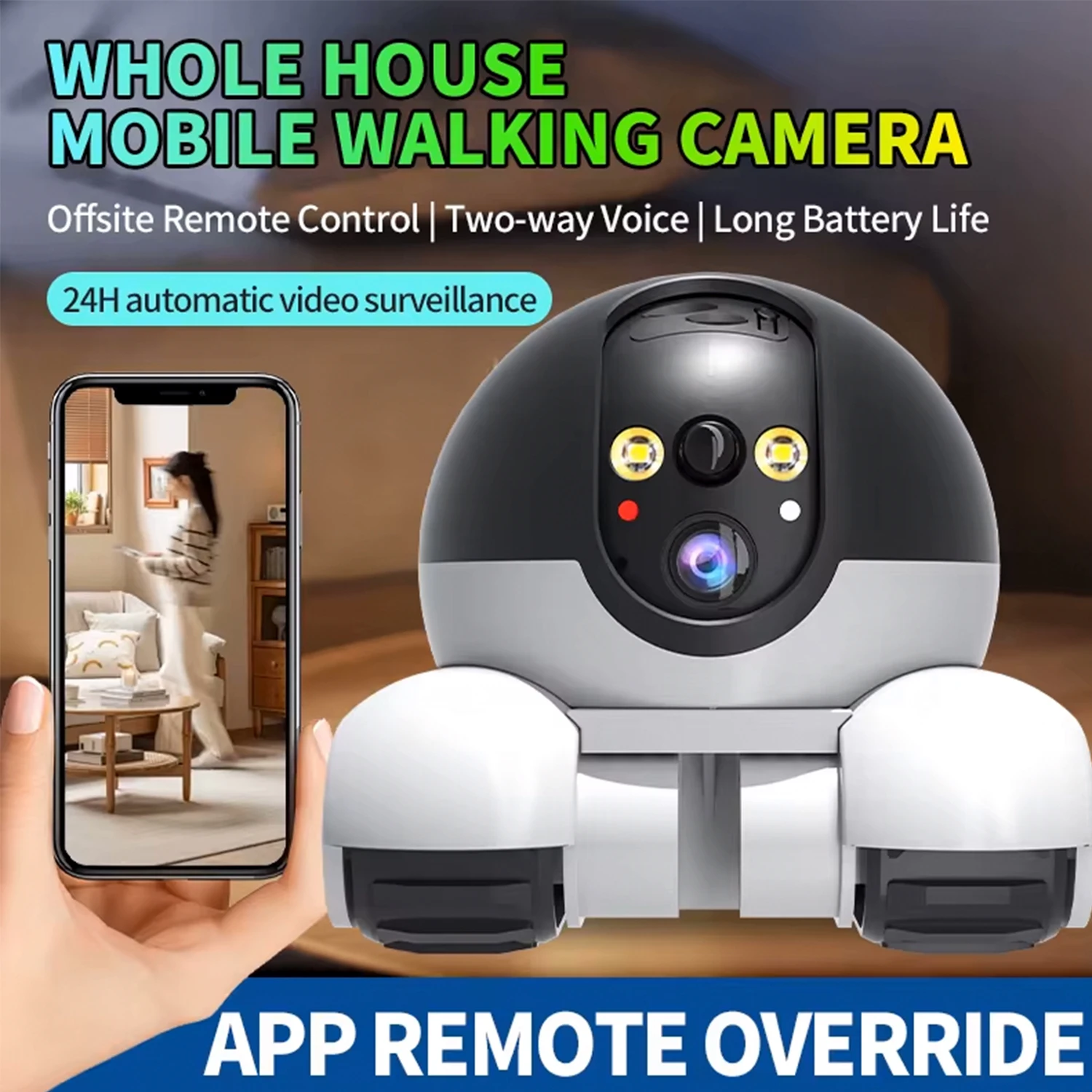 2025New Rechargeable Battery 4MP Dual Lens Wireless Wi-Fi APP Remote Control 2 Way Talk Movable Pet night vision Camera Monitor