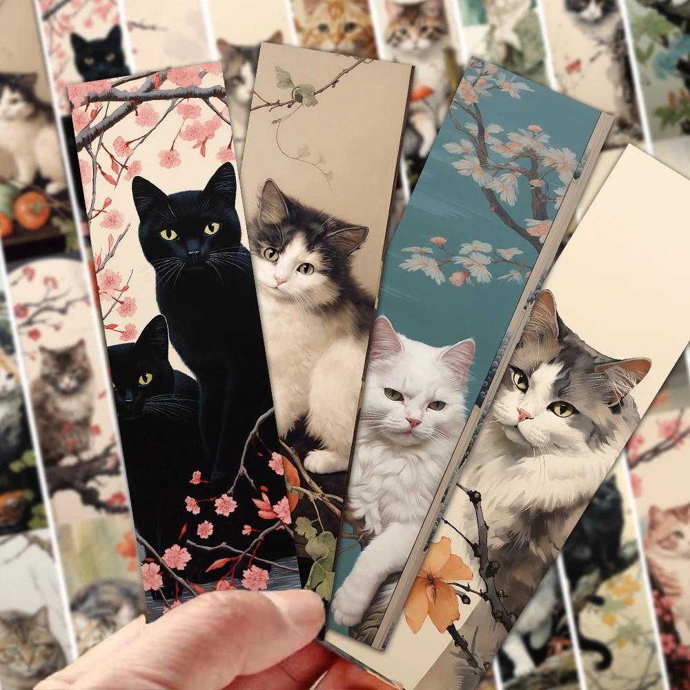 Japanese Cat Bookmark Cartoon Cute Animal Decoration Reading Page Mark Book Mark Page Holder Student Supplies Message Card 30pcs animal bookmark bookmarks stationery supplies