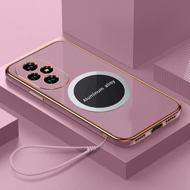 Luxury Magnetic Attraction Shockproof Silicone Back Cover in Elegant Square Plating Design