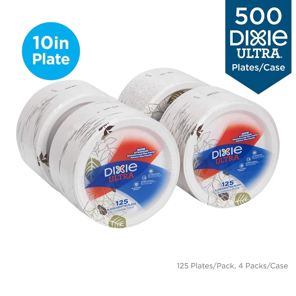 10" Heavy-Weight Paper Plates By GP PRO (Georgia-Pacific),Pathways, SXP10PATH,500 Count Bulk Pack (125 Plates Per Pack )