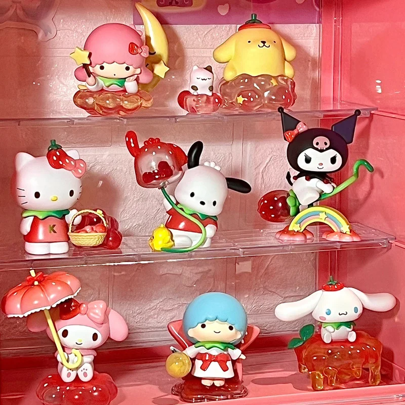 Strawberry Park Series Pompopurin Cinnamoroll Mymelody Kuromi Kiki Lala Pochacco Action Figure Dolls Toys Regalo Di Compleanno Per Bambini