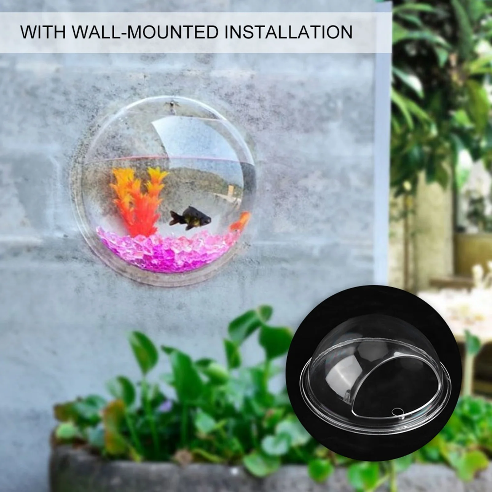 Pecera De Pared Acrílica Transparente - Esfera 15cm Para Peces O Plantas - Tanque Montable Para Ahorrar Espacio