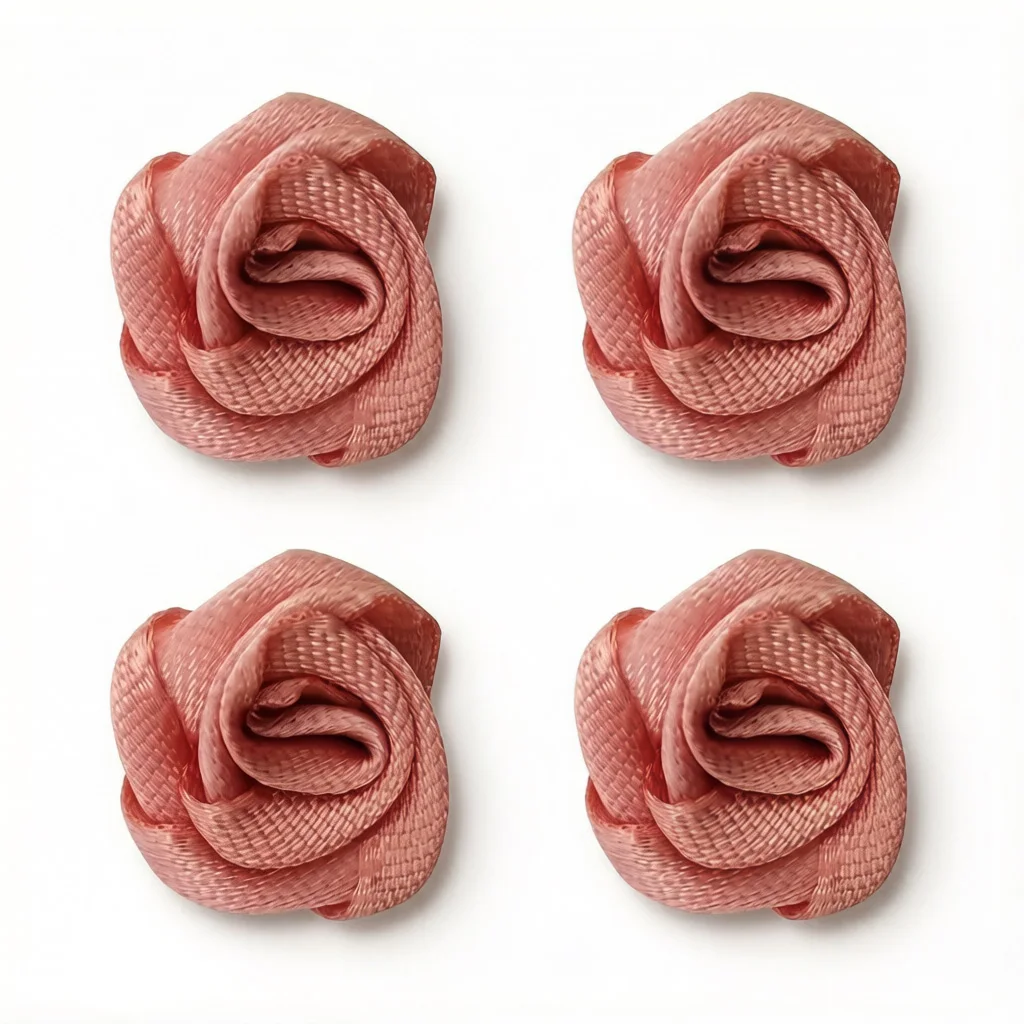 100-Pack Mini Pink Satin Ribbon Flowers for Crafting and Party Decor