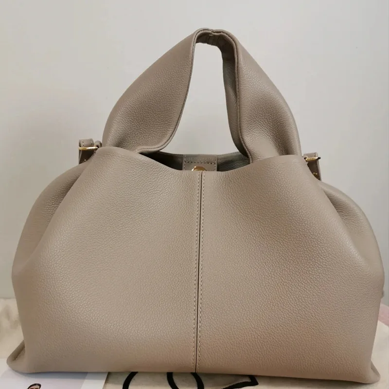 

Women's Genuine Leather Messenger Bags Female Solid Color Dumpling Handbag 2023 Fashion New All-Match Shoulder Bag